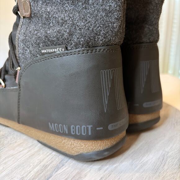 Vintage Moon Boot Icon Lace-Up Snow Winter Ski Boots EU 41 US 8.5 Black Nylon - Picture 9 of 12